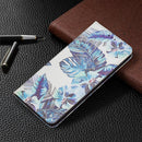 For Samsung Galaxy A53 5G Colored Drawing Pattern Invisible Magnetic PU Leather Phone Case(Blue Leaf)
