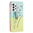 For Samsung Galaxy A53 5G Colored Drawing Pattern Leather Phone Case(Feather)