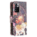 For Xiaomi Redmi Note 11 Pro / 11 Pro+ Colored Drawing Pattern Zipper Leather Phone Case(Flower Elephants)