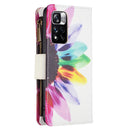 For Xiaomi Redmi Note 11 Pro / 11 Pro+ Colored Drawing Pattern Zipper Leather Phone Case(Sun Flower)