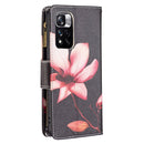 For Xiaomi Redmi Note 11 Pro / 11 Pro+ Colored Drawing Pattern Zipper Leather Phone Case(Lotus)