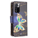 For Xiaomi Redmi Note 11 Pro / 11 Pro+ Colored Drawing Pattern Zipper Leather Phone Case(Big Butterfly)