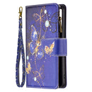 For Xiaomi Redmi Note 11 Pro / 11 Pro+ Colored Drawing Pattern Zipper Leather Phone Case(Purple Butterfly)