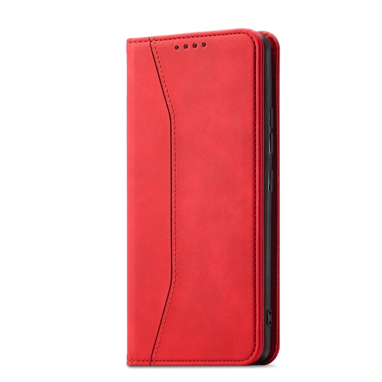 For Motorola Moto G60S Magnetic Dual-fold Leather Phone Case(Red)