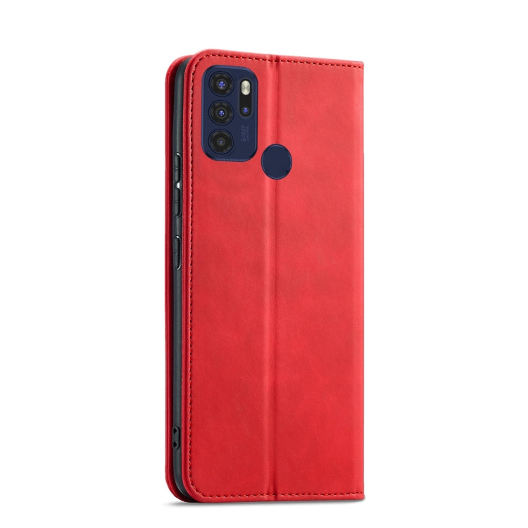 For Motorola Moto G60S Magnetic Dual-fold Leather Phone Case(Red)