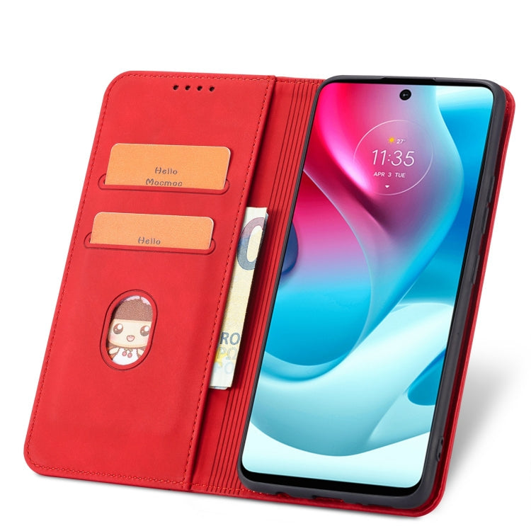 For Motorola Moto G60S Magnetic Dual-fold Leather Phone Case(Red)