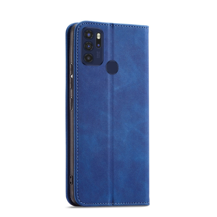 For Motorola Moto G60S Magnetic Dual-fold Leather Phone Case(Blue)