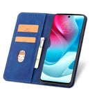 For Motorola Moto G60S Magnetic Dual-fold Leather Phone Case(Blue)