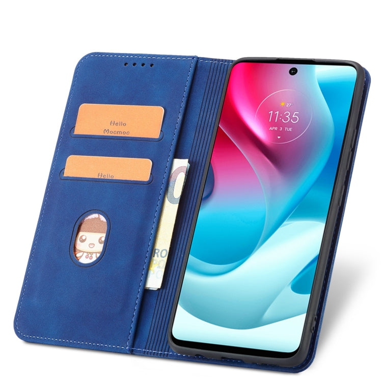 For Motorola Moto G60S Magnetic Dual-fold Leather Phone Case(Blue)