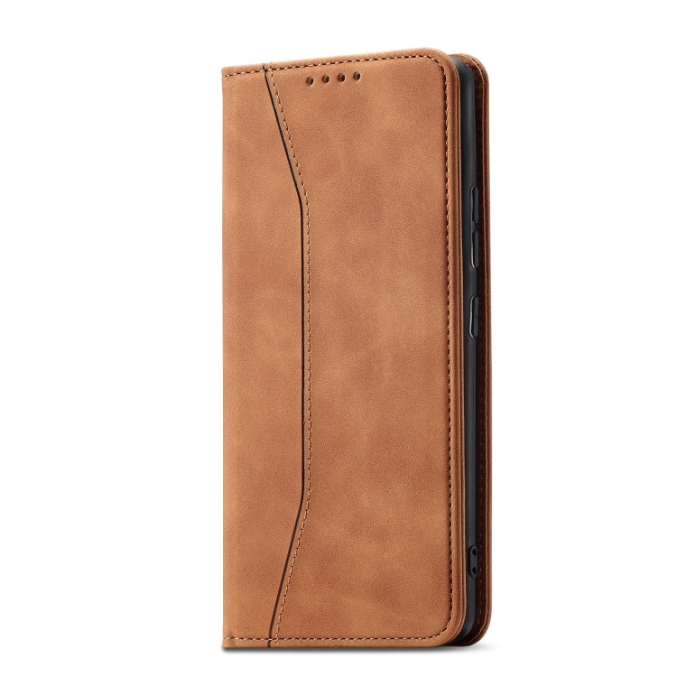 For Motorola Moto G60S Magnetic Dual-fold Leather Phone Case(Brown)