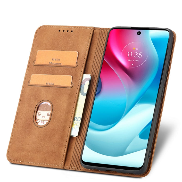 For Motorola Moto G60S Magnetic Dual-fold Leather Phone Case(Brown)