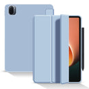 For Xiaomi Pad 5 / Pad 5 Pro Skin Feel Matte Honeycomb Leather Tablet Case with Tri-fold Bracket(White Ice Blue)