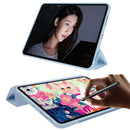 For Xiaomi Pad 5 / Pad 5 Pro Skin Feel Matte Honeycomb Leather Tablet Case with Tri-fold Bracket(White Ice Blue)