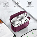 Leather Texture Anti-scratch Anti-full Earphone Protective Case with Hook For AirPods Pro(Purple Red)