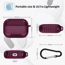 Leather Texture Anti-scratch Anti-full Earphone Protective Case with Hook For AirPods Pro(Purple Red)