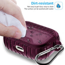 Leather Texture Anti-scratch Anti-full Earphone Protective Case with Hook For AirPods Pro(Purple Red)
