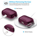 Leather Texture Anti-scratch Anti-full Earphone Protective Case with Hook For AirPods Pro(Purple Red)