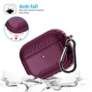 Leather Texture Anti-scratch Anti-full Earphone Protective Case with Hook For AirPods Pro(Purple Red)