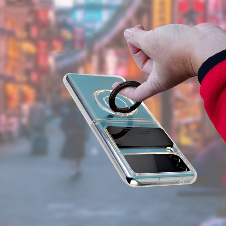 For Samsung Galaxy Z Flip3 5G Sliding Camera Design TPU Phone Case with Ring Holder(Orange)