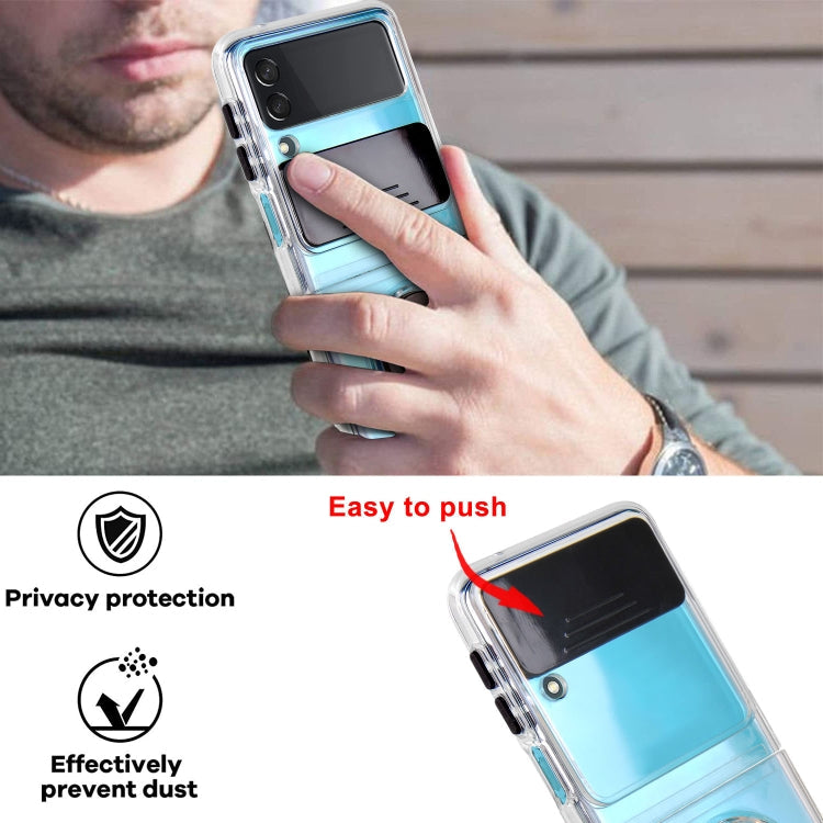 For Samsung Galaxy Z Flip3 5G Sliding Camera Design TPU Phone Case with Ring Holder(Blue)