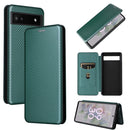 For Google Pixel 6a Carbon Fiber Texture Horizontal Flip Leather Phone Case(Green)