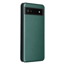 For Google Pixel 6a Carbon Fiber Texture Horizontal Flip Leather Phone Case(Green)