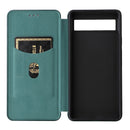 For Google Pixel 6a Carbon Fiber Texture Horizontal Flip Leather Phone Case(Green)