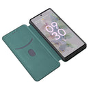 For Google Pixel 6a Carbon Fiber Texture Horizontal Flip Leather Phone Case(Green)