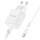 Borofone BN5 Single QC3.0 USB Charger with USB to Type-C Cable, EU Plug(White)