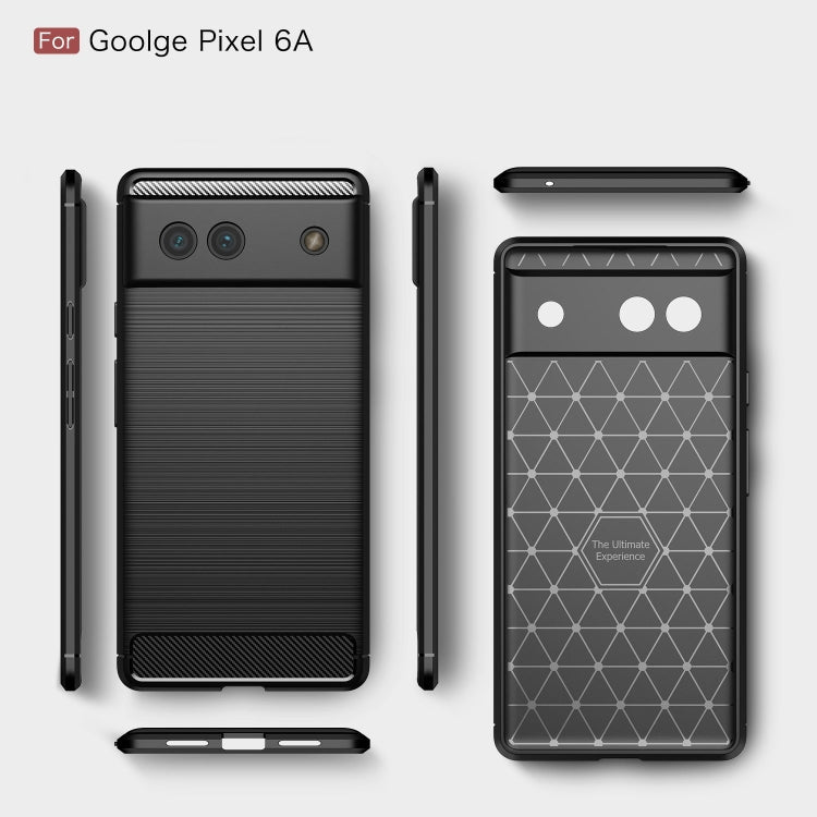 For Google Pixel 6a Brushed Carbon Fiber Texture Shockproof TPU Phone Case(Blue)