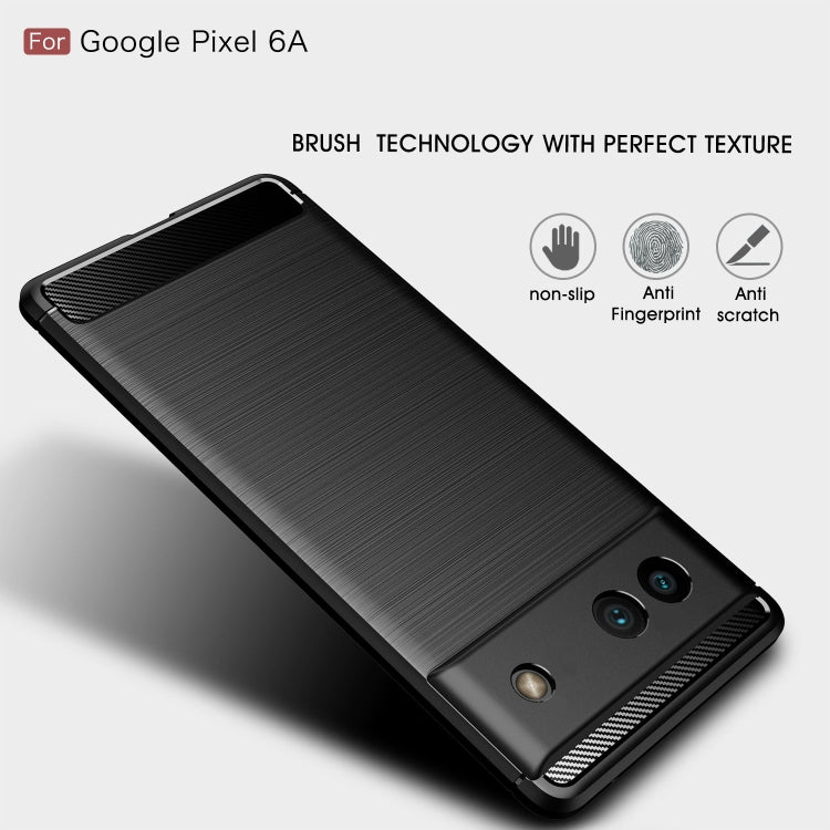 For Google Pixel 6a Brushed Carbon Fiber Texture Shockproof TPU Phone Case(Blue)