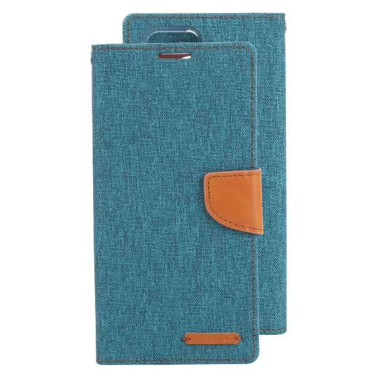 For Samsung Galaxy S22 Ultra 5G GOOSPERY CANVAS DIARY Canvas Texture Leather Phone Case(Dark Green)