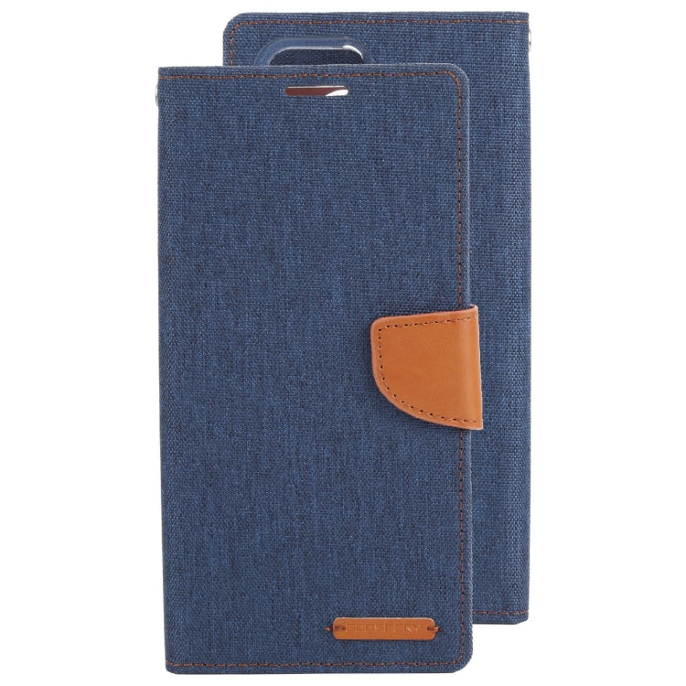 For Samsung Galaxy S22 Ultra 5G GOOSPERY CANVAS DIARY Canvas Texture Leather Phone Case(Dark Blue)