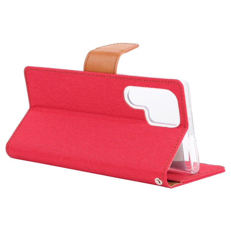 For Samsung Galaxy S22 Ultra 5G GOOSPERY CANVAS DIARY Canvas Texture Leather Phone Case(Red)