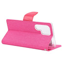For Samsung Galaxy S22 Ultra 5G GOOSPERY CANVAS DIARY Canvas Texture Leather Phone Case(Rose Red)