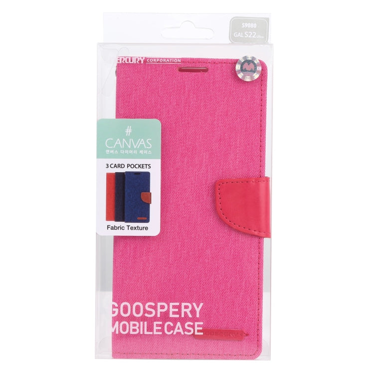 For Samsung Galaxy S22 Ultra 5G GOOSPERY CANVAS DIARY Canvas Texture Leather Phone Case(Rose Red)