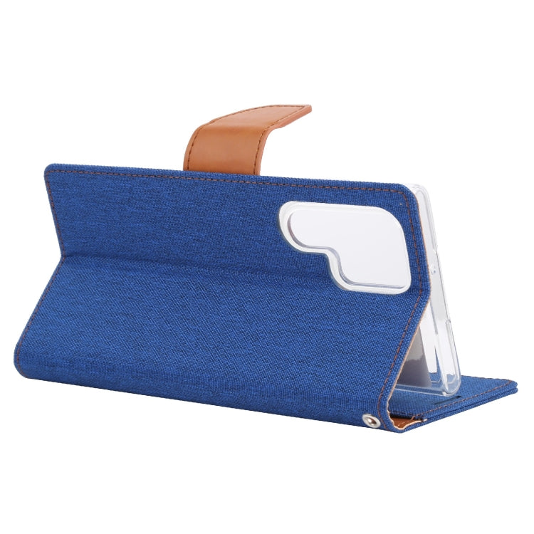 For Samsung Galaxy S22 Ultra 5G GOOSPERY CANVAS DIARY Canvas Texture Leather Phone Case(Blue)