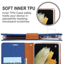 For Samsung Galaxy S22 Ultra 5G GOOSPERY CANVAS DIARY Canvas Texture Leather Phone Case(Blue)