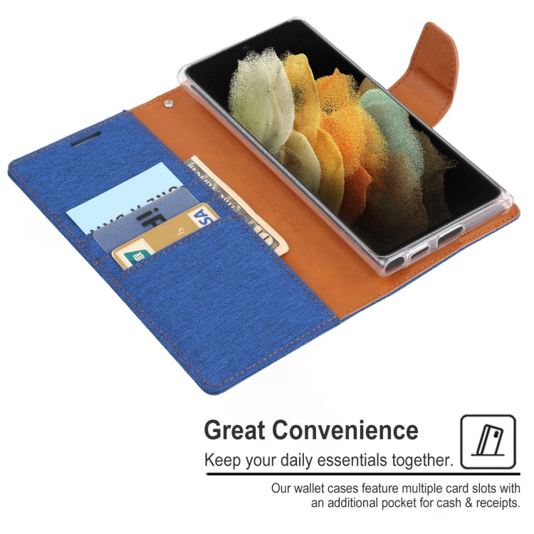 For Samsung Galaxy S22 Ultra 5G GOOSPERY CANVAS DIARY Canvas Texture Leather Phone Case(Black)
