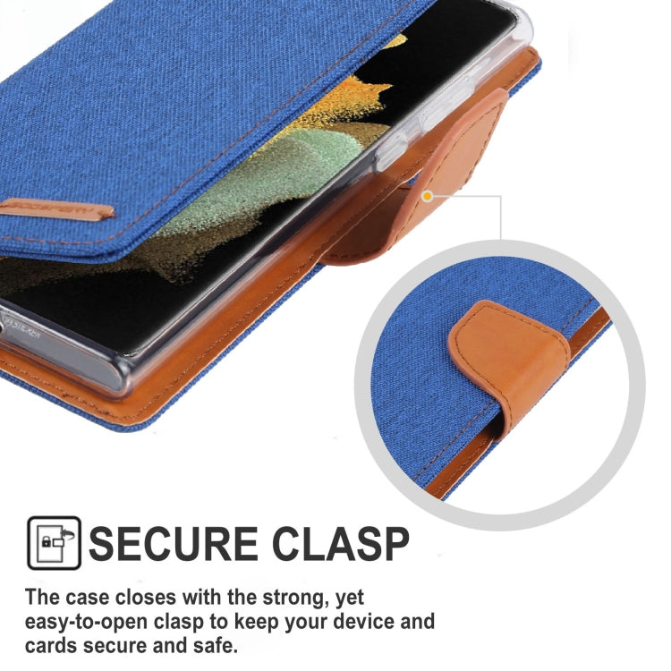 For Samsung Galaxy S22 Ultra 5G GOOSPERY CANVAS DIARY Canvas Texture Leather Phone Case(Black)