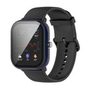 For Amazfit GTS 2 mini PC + Tempered Glass Watch Protective Case(Ink Blue)