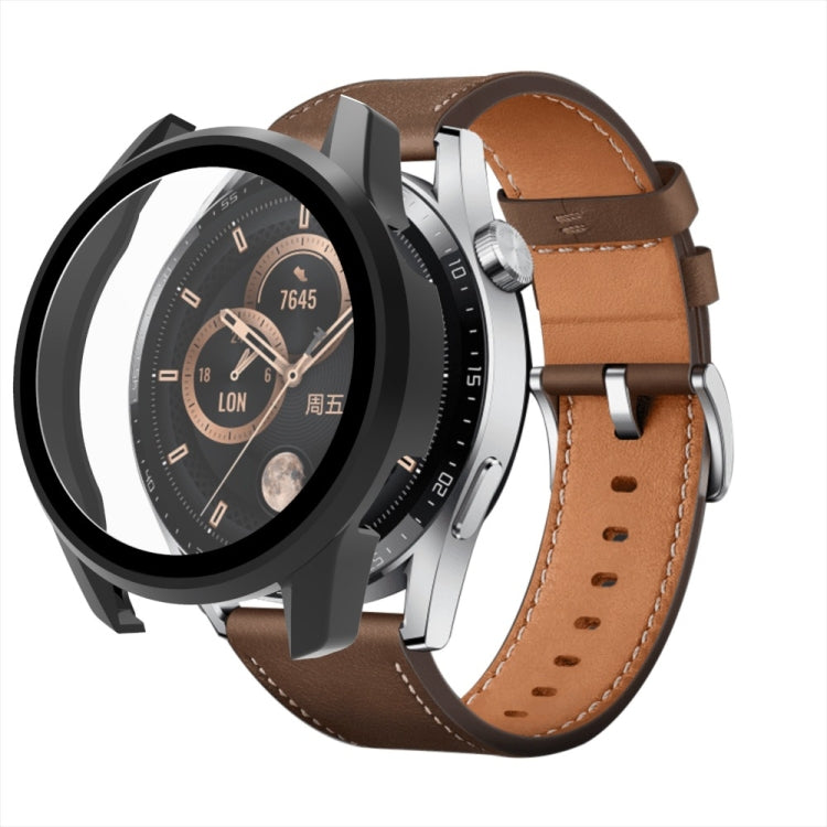 For Huawei Watch GT 3 46mm PC + Tempered Glass Watch Protective Case(Black)