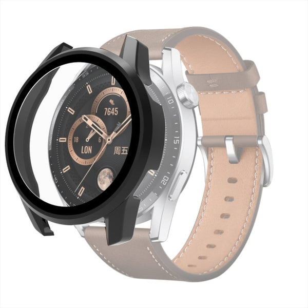 For Huawei Watch GT 3 46mm PC + Tempered Glass Watch Protective Case(Black)