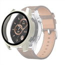 For Huawei Watch GT 3 46mm PC + Tempered Glass Watch Protective Case(Creamy-white)