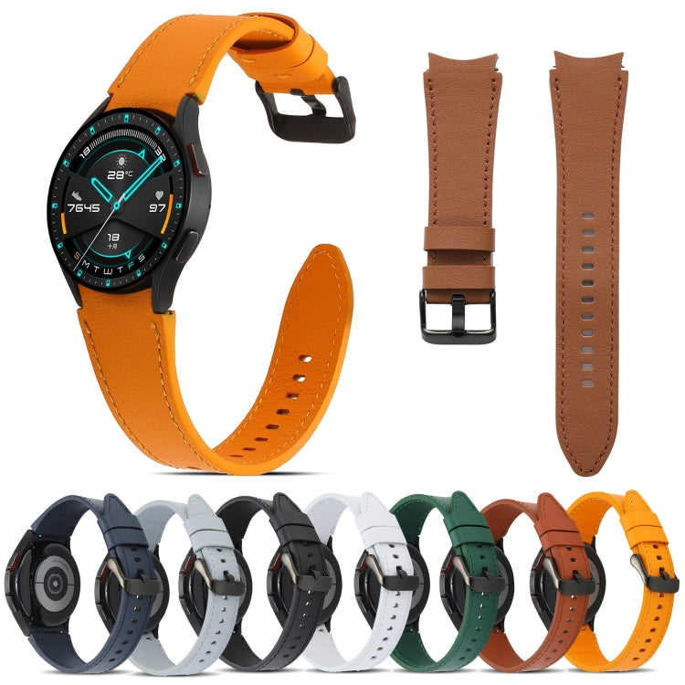 For Samsung Galaxy Watch4 40mm/44mm Double-sided Leather Watch Band(Brown)