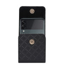 For Samsung Galaxy Z Flip3 5G Checkered Texture Waist Hanging Phone Case(Black)