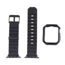 Silicone Watch Band + Watch Case Set For Apple Watch Series 7 41mm(Black Gold)