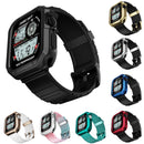 Silicone Watch Band + Watch Case Set For Apple Watch Series 7 41mm(Black Gold)