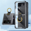 For Samsung Galaxy Z Flip3 5G GKK Shockproof Airbag Phone Case with Ring Holder(Transparent Black)