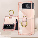 For Samsung Galaxy Z Flip3 5G GKK Shockproof Airbag Phone Case with Ring Holder(Transparent Pink)